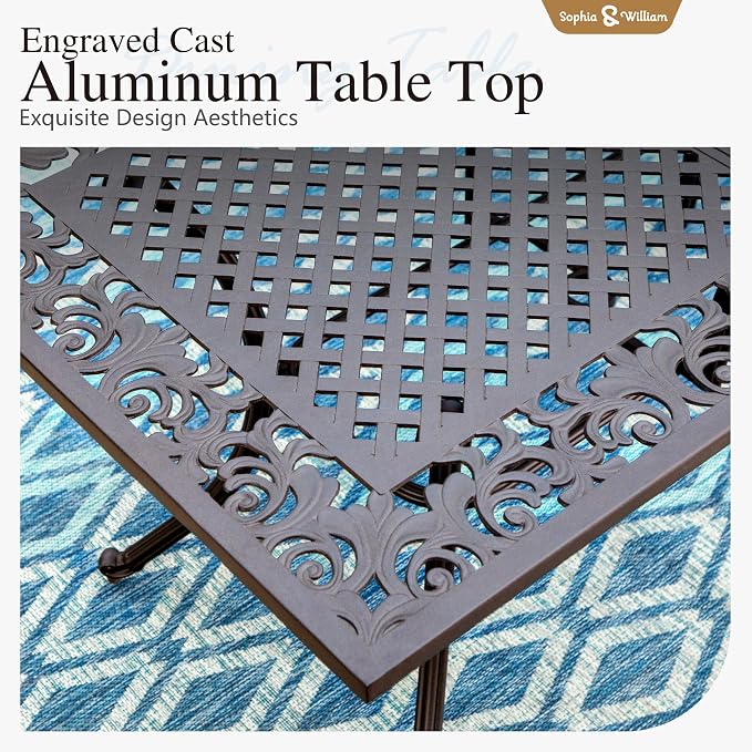 Sophia & William 7 Pieces Cast Aluminium Patio Dining Furniture Set - Image 8