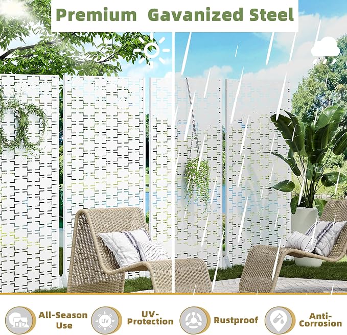 Casaphoria Metal Privacy Screen Outdoor, Square White - Image 4