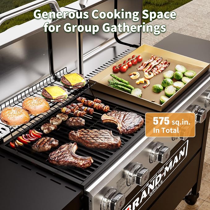 Brand-Man Griddle Grill Combo 6-Burner, 2 in 1 Versatile Propane Gas Grill and - Image 3