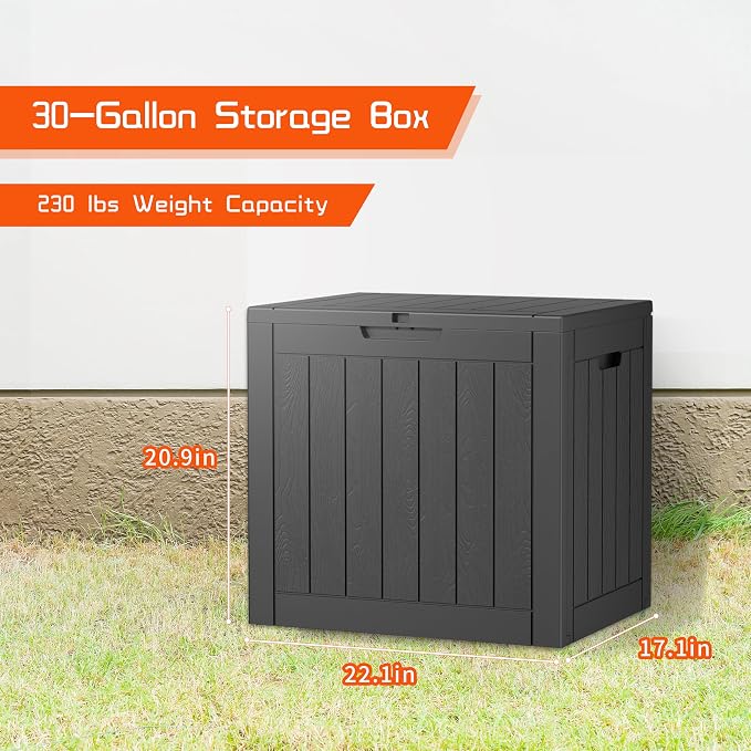 30 Gallon Deck Box, Resin Outdoor Storage Box - Image 4