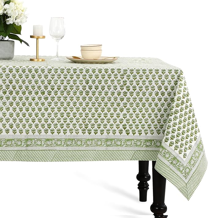 CPC Tablecloth 100% Cotton 70x108 Inch Indian Block Print Rectangle Table Cover by COTTONPRINTCLUB