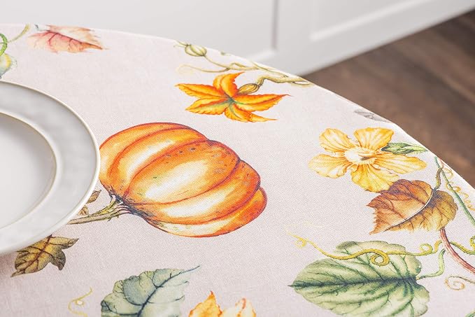 Maison d' Hermine Table Cloth Round Table 100% Cotton 69 Inches Fall Tablecloth - Image 7