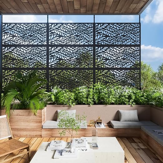 Casaphoria 72" H x 47" W Metal Outdoor Privacy Screen, Freestanding Decorative - Image 2