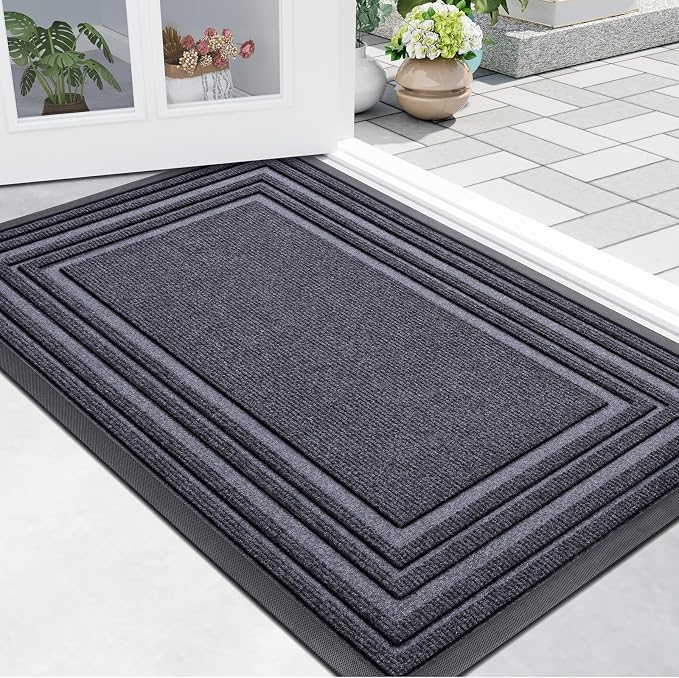Buganda Front Door Mat Indoor Outdoor Entrance, Non-Slip Natural Rubber Doormats by Buganda