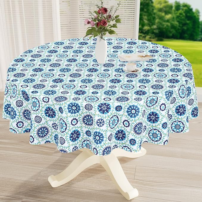 misaya Round Waterproof Vinyl Table Cloth, Wipeable Tablecloth by misaya