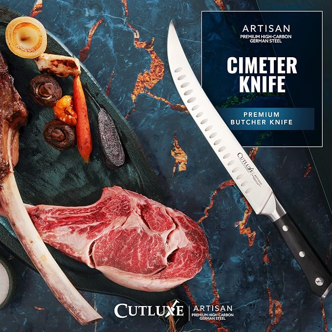 Cutluxe Butcher Knife – 10″ Cimeter Breaking Knife, Razor Sharp Forged High - Image 5