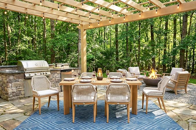 PURPLE LEAF 7 Pieces Patio Dining Set Aluminum Modern Rectangular Table and by PURPLELEAF