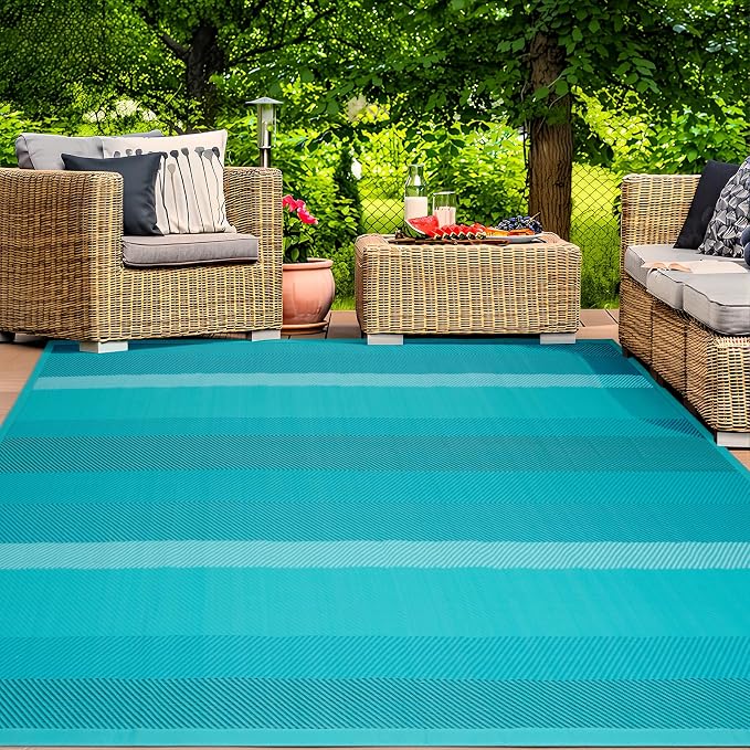 UKISS Outdoor Rug Carpet，Reversible Portable Plastic Straw Camping Rugs， 8' x by Unknown
