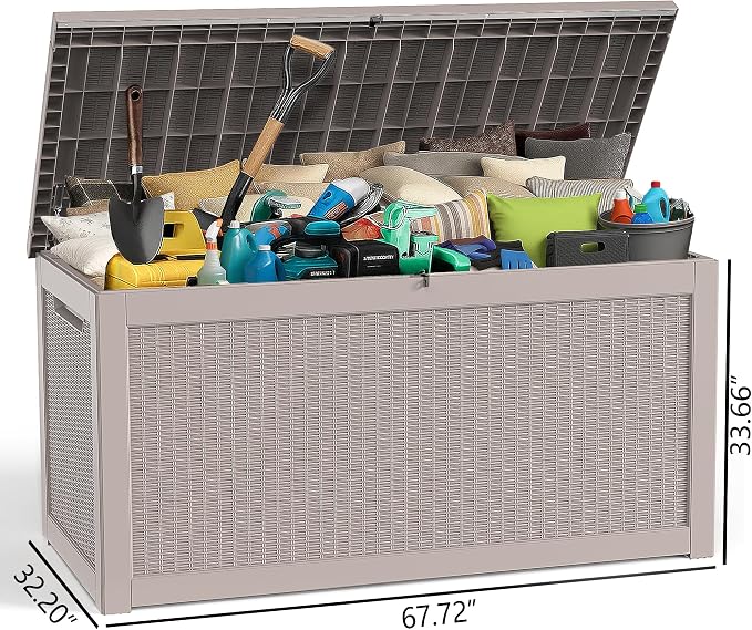 320 Gallon Large Deck Box, Resin Outdoor Storage Box - Image 4