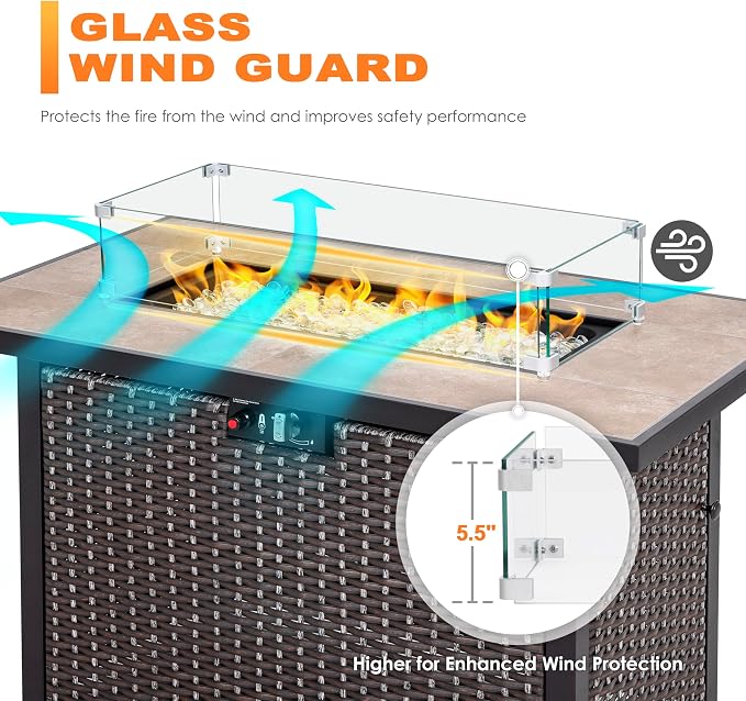 NUU GARDEN 27.6'' x 11.7'' x 6.5" Rectangular Fire Pit Wind Guard, Transparent - Image 3