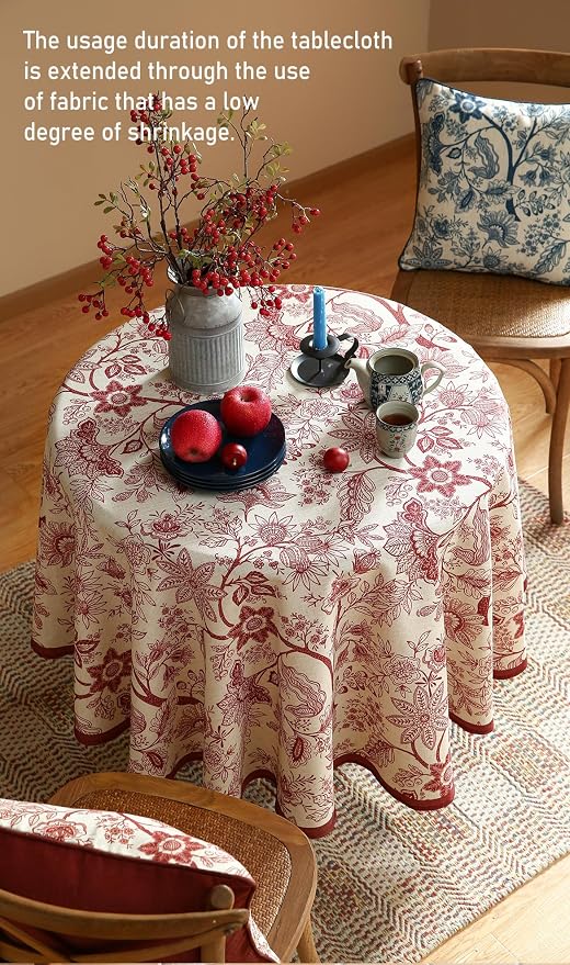 ISAENNE Designer French Linen Small Round Tablecloth, Durable Home Decor - Image 9