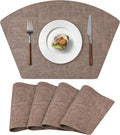 Round Table Placemats Set of 4, Faux Leather Wedge Shape Place Mats Heat by Wanlvhu