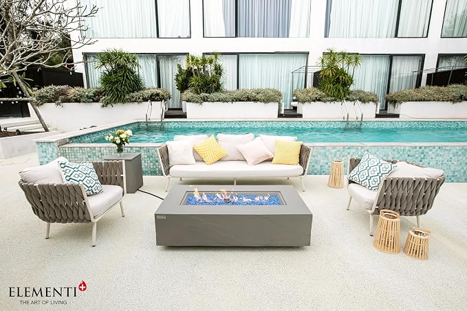Elementi+ | Bundle Meteora Gas Fire Pit Cast Concrete 56" Rectangular Fire Table - Image 3
