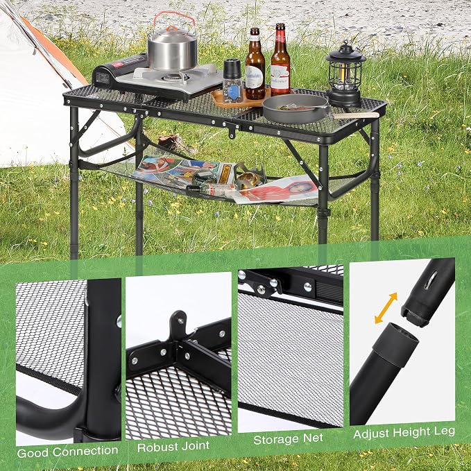 RedSwing Tri-fold Folding Picnic Table, Lightweight Height Adjustable Aluminum - Image 5