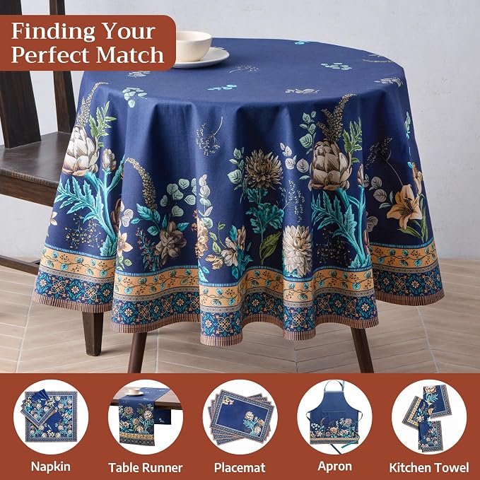 Maison d'Hermine Premium Table Cloth Round Table 100% Cotton 70 Inches - Image 7