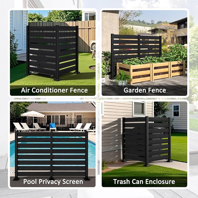 MUPATER 49'' H×78'' W Outdoor Fence Privacy Screen, No Dig Wood Privacy Screen - Image 8