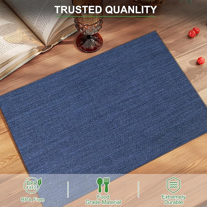 BETEAM Placemats Set of 8, Woven Vinyl Placemat - Image 2