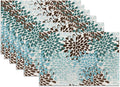 Blue Gray Dahlia Placemats Set of 6, Geometric Flowers Heat Resistant Table by SNOWMOLLE