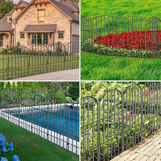 Adavin Animal Barrier Garden Fence, 10 Pack Black 12''L x 25" H no dig Fence - Image 5
