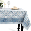 CPC Indigo Regal Tablecloth 100% Cotton 60x90 Inch Indian Block Print Rectangle by COTTONPRINTCLUB
