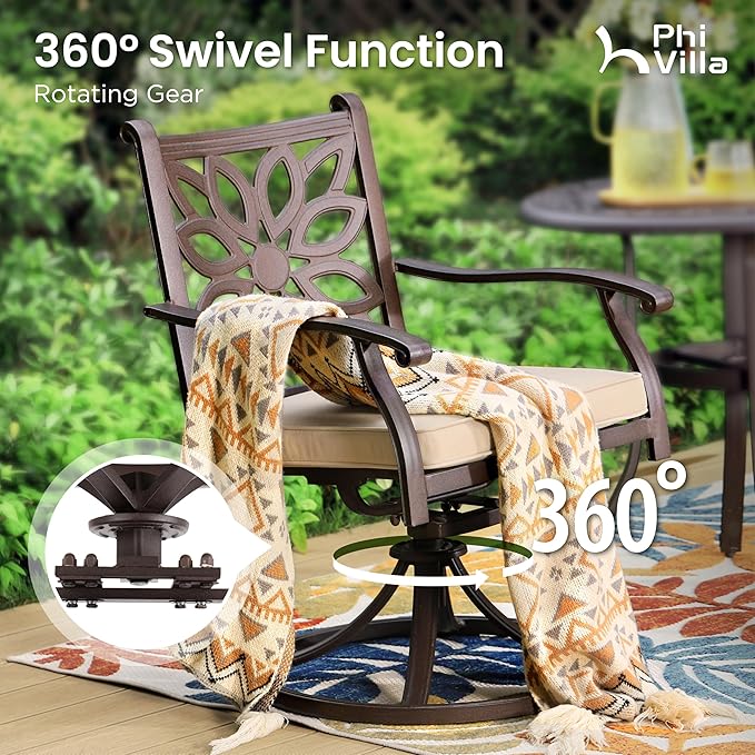 PHI VILLA Cast Aluminum Patio Dining Set - Image 3