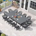 PURPLE LEAF 14 Pieces Outdoor Dining Set All-Weather PE Rattan Outdoor Patio by PURPLELEAF