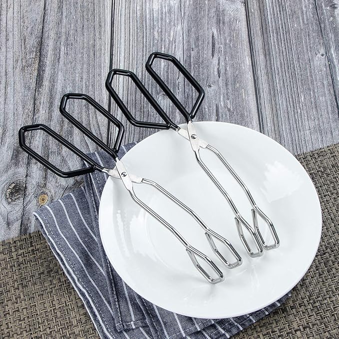 Tongs 2-Pack, 11-Inch Black Stainless Steel Scissor Tongs