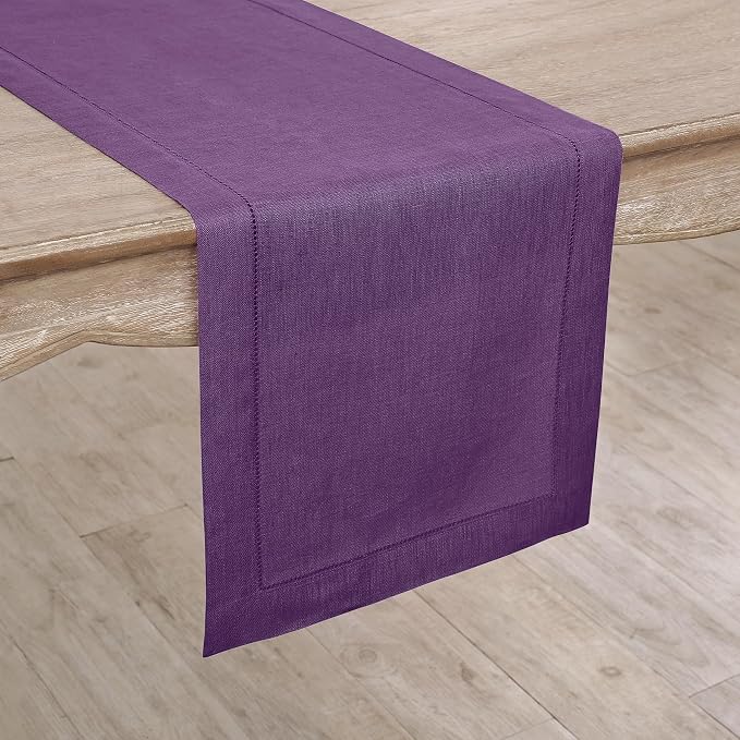 Solino Home Linen Purple Table Runner 72 Inches Long - Image 2