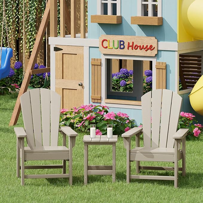 Costaelm Kids Outdoor Side Table, Small Patio HDPE Adirondack Square Table - Image 4