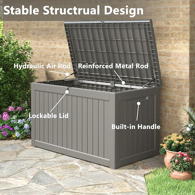 KAMABOKO 230 Gallon Outdoor Storage Box, Resin Deck Boxes Indoor and outdoor - Image 5