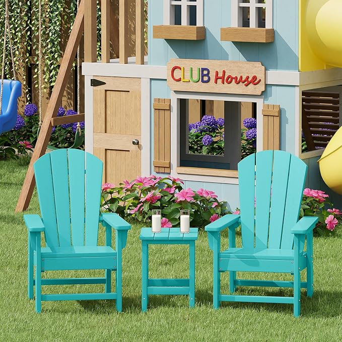 Costaelm Kids Outdoor Side Table, Small Patio HDPE Adirondack Square Table - Image 4