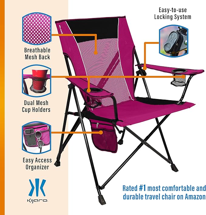 Folding Camping Chair with Dual Lock, Hanami Pink Polyester
