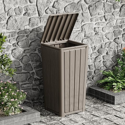 23 Gallon Outdoor Trash Can Waterproof Resin Garbage Can by WTFGO
