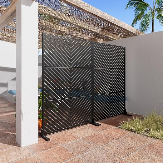 Casaphoria 72" H x 47" W Metal Outdoor Privacy Screen, Freestanding Decorative - Image 3