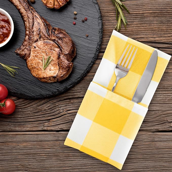 Buffalo Plaid Table Napkins Set of 50 Checkered Cloth Napkins 17x17 inch - Image 6