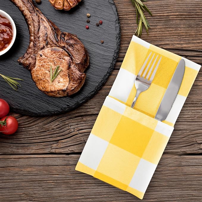 Buffalo Plaid Table Napkins Set of 25 Checkered Cloth Napkins 17x17 inch - Image 6