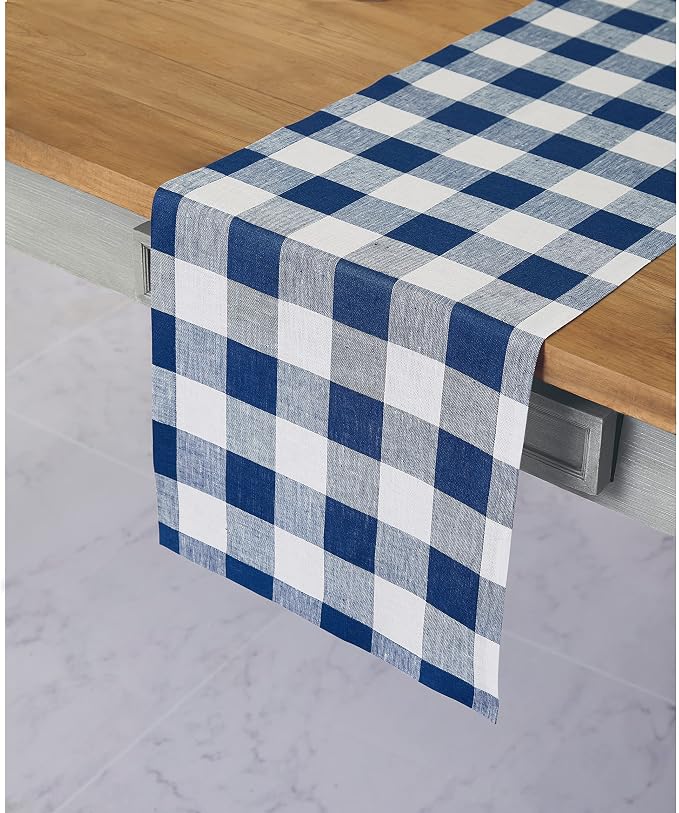 Solino Home Linen Checkered Table Runners 90 Inches Long - Image 2