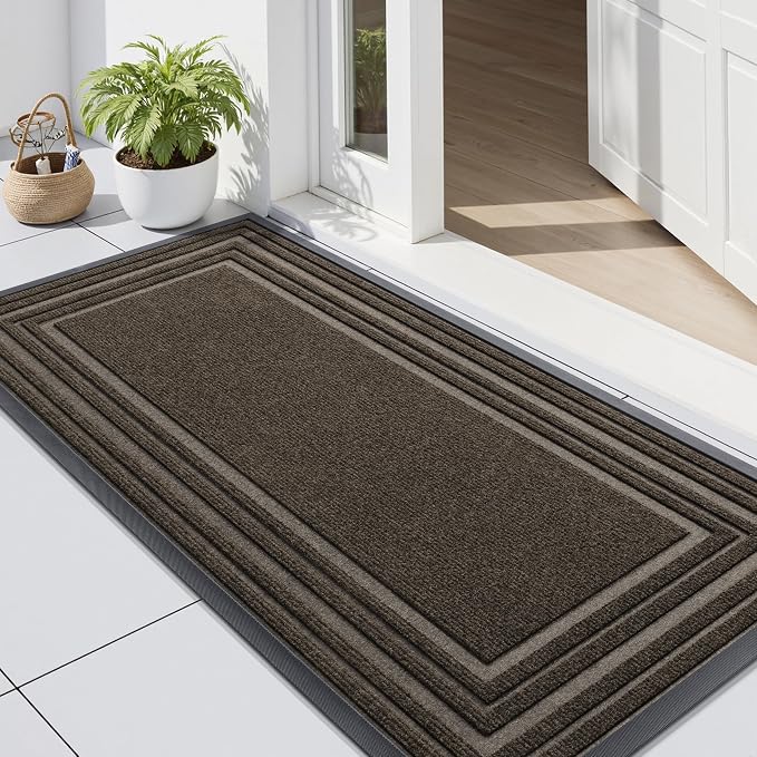 Buganda Front Door Mat Indoor Outdoor Entrance, Non-Slip Natural Rubber Doormats by Buganda