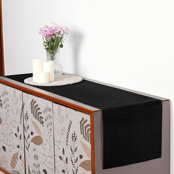 D'Moksha Homes Linen Black Table Runner 36 Inches - Image 3