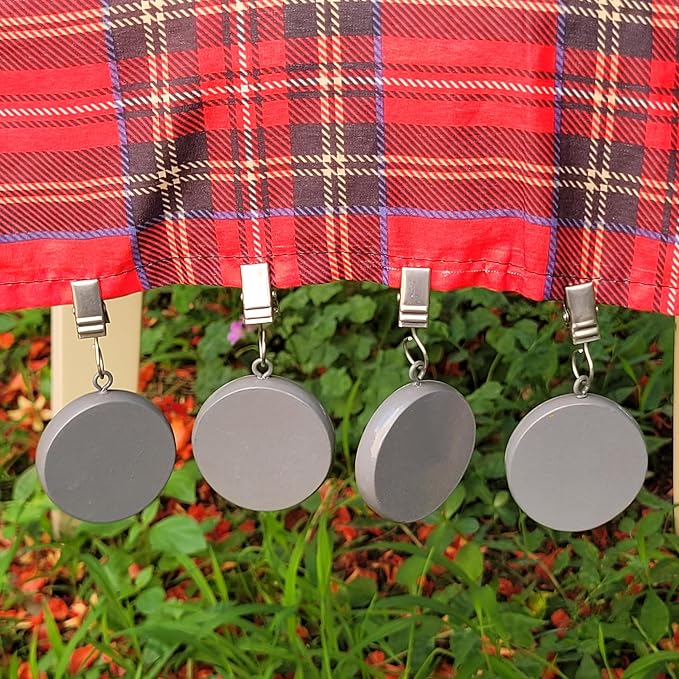TwoFish Home Set of 4 Gray Round Pendant Resin Tablecloth Weights Clips Gray - Image 5