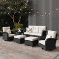 LayinSun 6 Pieces Outdoor Patio Furniture Set, Rattan Wicker Sectional Swivel by LayinSun