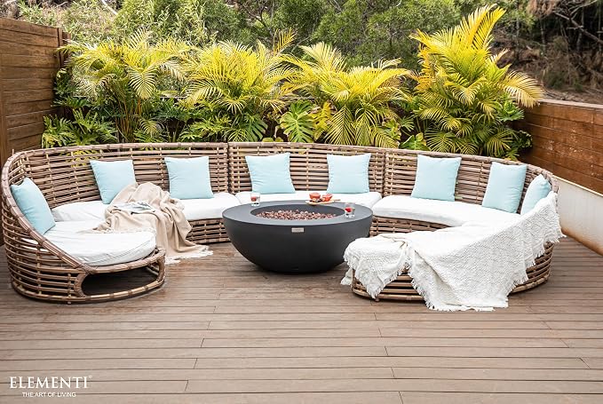 Elementi | Bundle Lunar Gas Fire Pit Cast Concrete 42" Round Fire Table - Image 8