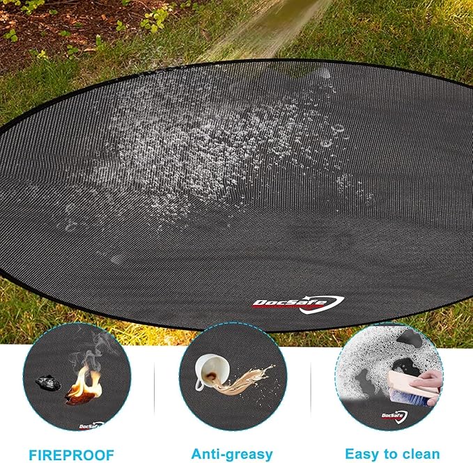 36-Inch Round Grill Mat, 4-Layer Fireproof Charcoal Fire Pit Pad