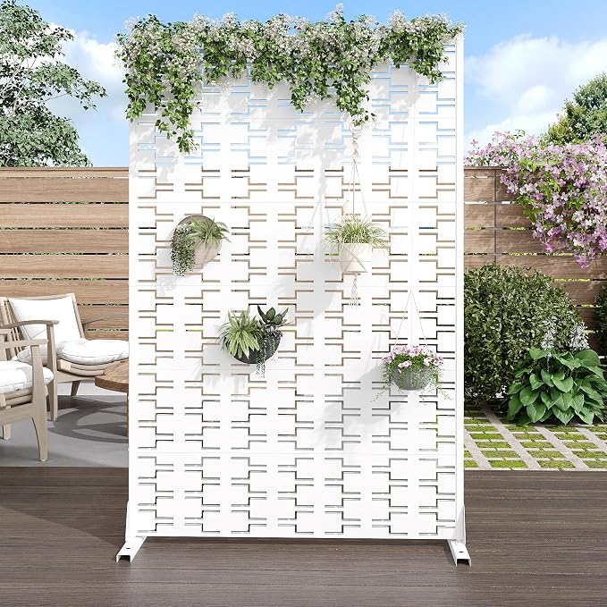 Casaphoria Metal Privacy Screen Outdoor, Square White - Image 2
