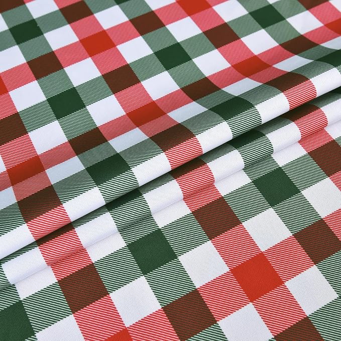 Red Waterproof Plaid Christmas Tablecloth Fabric - Image 7