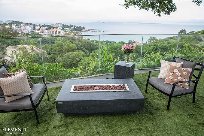 Elementi | Hampton Gas Fire Pit Cast Concrete 56" Rectangular Fire Table - Image 7