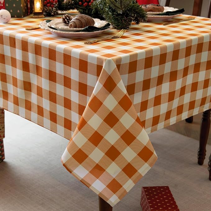Classic Gingham Tablecloth Fabric by Essifunia