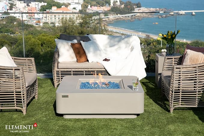 Elementi+ | Bundle Lucerne Gas Fire Pit Cast Concrete 42" Square Fire Table - Image 6