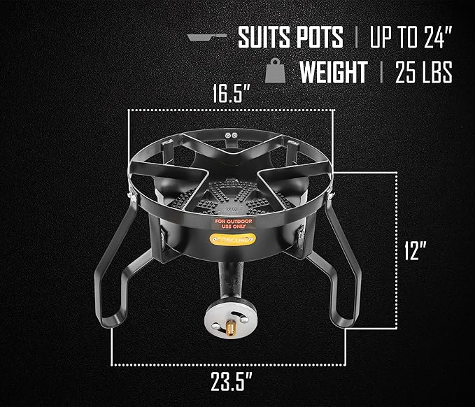 Concord Banjo 16” Single Propane Burner; 200, 000BTU 1 Burner Portable Gas Stove - Image 2