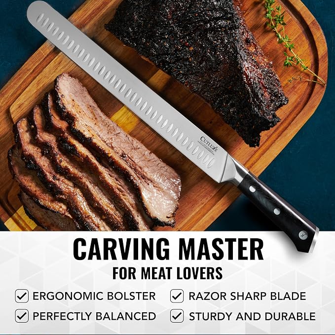 Cutluxe Brisket Knife – 12" Carving & Slicing Knife - Image 7